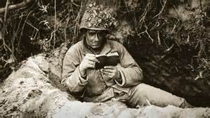Soldier readig book