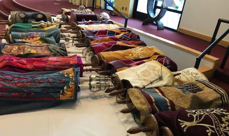 Sifrei Torah (Torah Scrolls)  endangered by fires in California being temporarily housed at Valley Beth Shalom Synagogue in Encino, CA