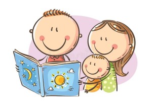happy-family-reading-book-together-vector-illustration-cartoon-mother-father-son-childs-drawing-126432566